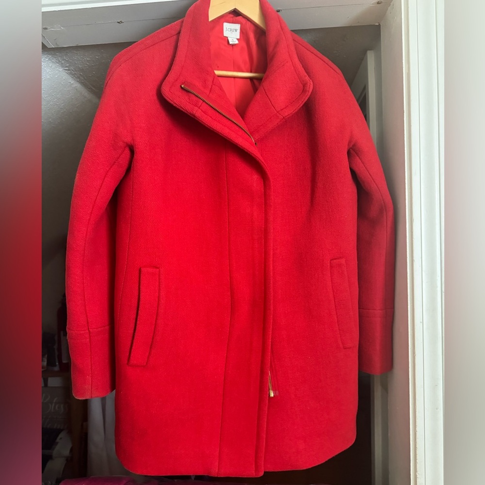 J. Crew Women's Bold Red City Coat Wool Blend - Picture 9 of 13